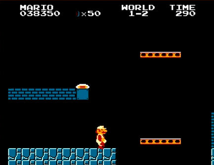 Capture d'écran de la fin du niveau 1-2 de Super Mario Bros.